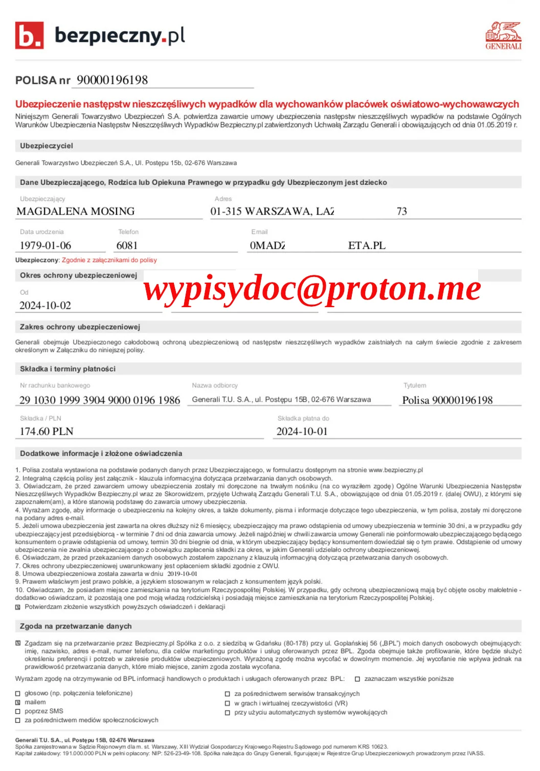 Badania Laboratoryjne, Faktury, Polisy, Świadectwa Pracy, Zaświadczenia