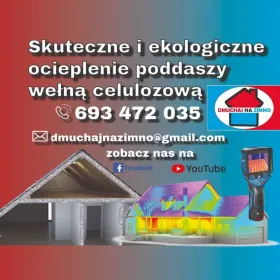 Ocieplanie poddasza celulozą wdmuchiwanie celulozy naprawa termowizja