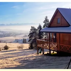 Domek do Wynajęcia,Drewniany pod lasem z widokiem na Tatry